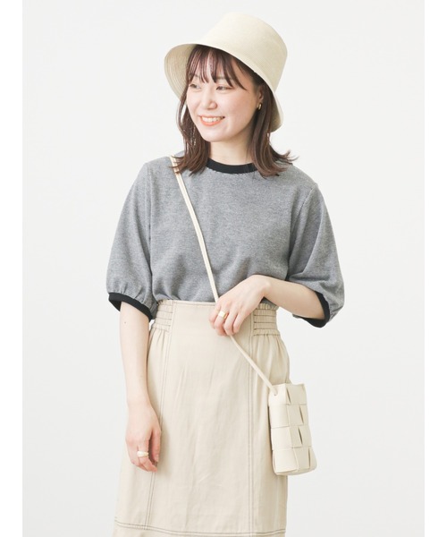 ehka sopo(エヘカソポ)の「ジャカードパフスリーブカットソー(Tシャツ/カットソー・レディース・ブラック/ベージュ/グリーン・フリ-)」の22枚目の写真