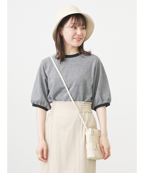 ehka sopo(エヘカソポ)の「ジャカードパフスリーブカットソー(Tシャツ/カットソー・レディース・ブラック/ベージュ/グリーン・フリ-)」の15枚目の写真