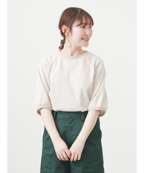 ehka sopo(エヘカソポ)の「ジャカードパフスリーブカットソー(Tシャツ/カットソー・レディース・ブラック/ベージュ/グリーン・フリ-)」の8枚目の写真