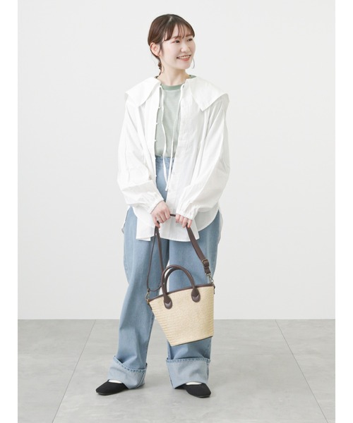 ehka sopo(エヘカソポ)の「ジャカードパフスリーブカットソー(Tシャツ/カットソー・レディース・ブラック/ベージュ/グリーン・フリ-)」の5枚目の写真