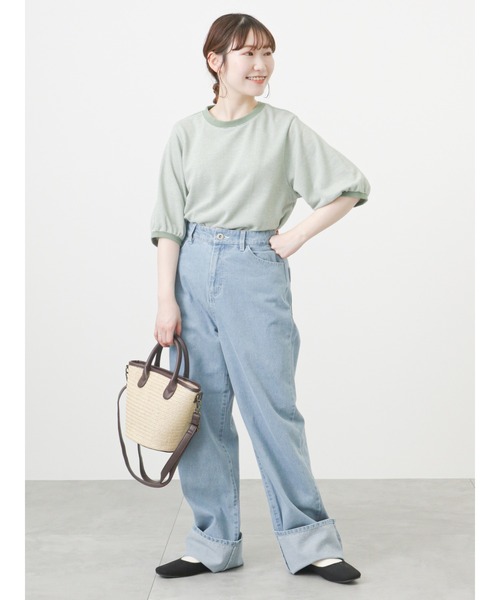 ehka sopo(エヘカソポ)の「ジャカードパフスリーブカットソー(Tシャツ/カットソー・レディース・ブラック/ベージュ/グリーン・フリ-)」の13枚目の写真