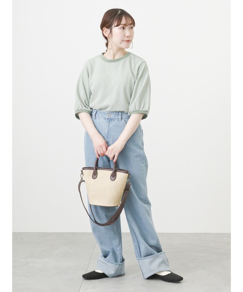 ehka sopo(エヘカソポ)の「ジャカードパフスリーブカットソー(Tシャツ/カットソー・レディース・ブラック/ベージュ/グリーン・フリ-)」の17枚目の写真