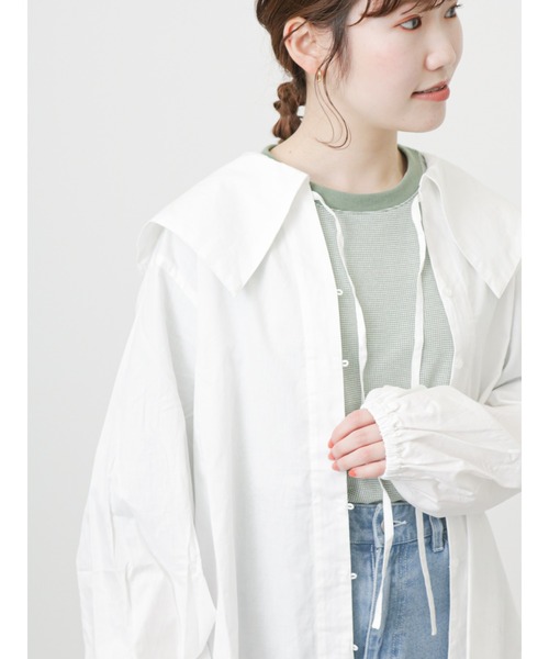 ehka sopo(エヘカソポ)の「ジャカードパフスリーブカットソー(Tシャツ/カットソー・レディース・ブラック/ベージュ/グリーン・フリ-)」の18枚目の写真