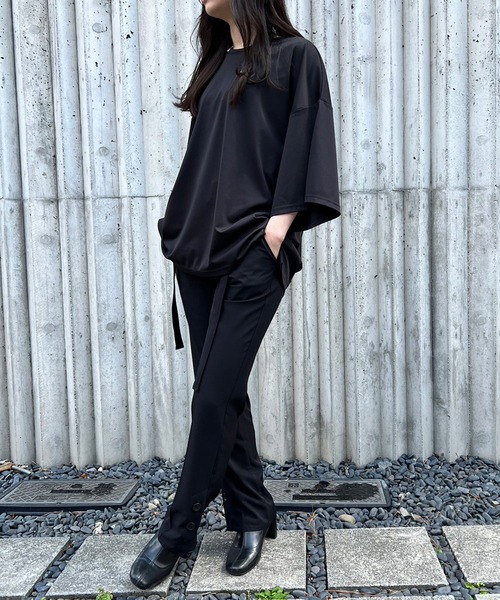 NO ID.(ノーアイディ)の「【NO ID.】Drop Shoulder Drape Big T-Shirt / ドロップ ショルダー ドレープ ビッグ Tシャツ(Tシャツ/カットソー・メンズ・ワイン/ブラック/ライトブルー/ライトグレー/ダークグレー/ブルー/ベージュ/イエロー/ホワイト/グリーン・ONE SIZE)」の12枚目の写真
