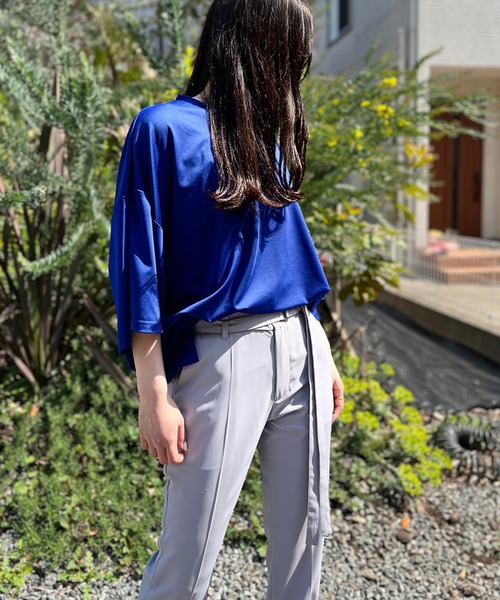 NO ID.(ノーアイディ)の「【NO ID.】Drop Shoulder Drape Big T-Shirt / ドロップ ショルダー ドレープ ビッグ Tシャツ(Tシャツ/カットソー・メンズ・ワイン/ブラック/ライトブルー/ライトグレー/ダークグレー/ブルー/ベージュ/イエロー/ホワイト/グリーン・ONE SIZE)」の14枚目の写真