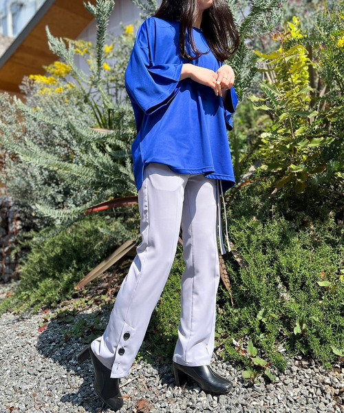 NO ID.(ノーアイディ)の「【NO ID.】Drop Shoulder Drape Big T-Shirt / ドロップ ショルダー ドレープ ビッグ Tシャツ(Tシャツ/カットソー・メンズ・ワイン/ブラック/ライトブルー/ライトグレー/ダークグレー/ブルー/ベージュ/イエロー/ホワイト/グリーン・ONE SIZE)」の17枚目の写真