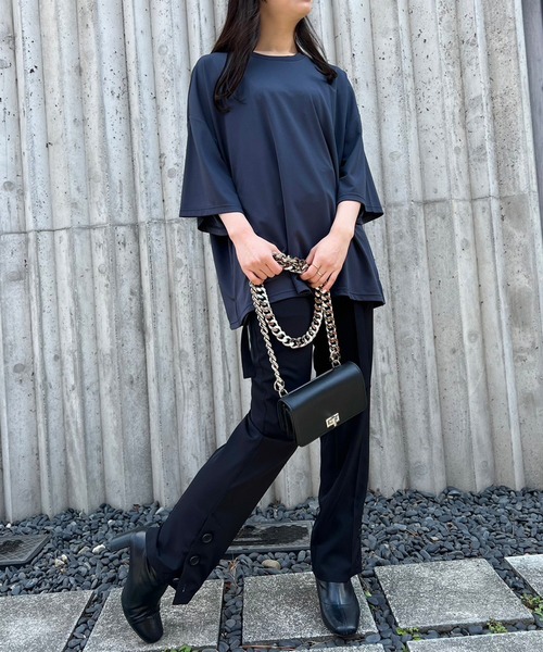 NO ID.(ノーアイディ)の「【NO ID.】Drop Shoulder Drape Big T-Shirt / ドロップ ショルダー ドレープ ビッグ Tシャツ(Tシャツ/カットソー・メンズ・ワイン/ブラック/ライトブルー/ライトグレー/ダークグレー/ブルー/ベージュ/イエロー/ホワイト/グリーン・ONE SIZE)」の18枚目の写真
