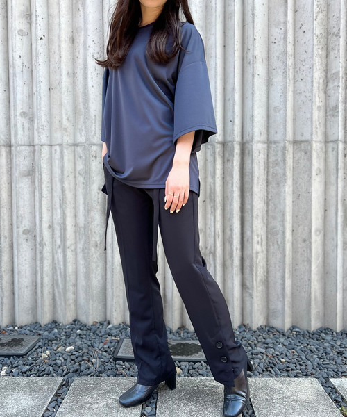 NO ID.(ノーアイディ)の「【NO ID.】Drop Shoulder Drape Big T-Shirt / ドロップ ショルダー ドレープ ビッグ Tシャツ(Tシャツ/カットソー・メンズ・ワイン/ブラック/ライトブルー/ライトグレー/ダークグレー/ブルー/ベージュ/イエロー/ホワイト/グリーン・ONE SIZE)」の19枚目の写真