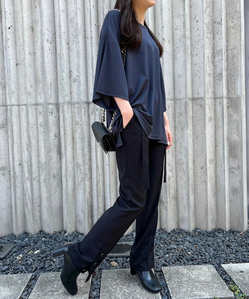 NO ID.(ノーアイディ)の「【NO ID.】Drop Shoulder Drape Big T-Shirt / ドロップ ショルダー ドレープ ビッグ Tシャツ(Tシャツ/カットソー・メンズ・ワイン/ブラック/ライトブルー/ライトグレー/ダークグレー/ブルー/ベージュ/イエロー/ホワイト/グリーン・ONE SIZE)」の20枚目の写真
