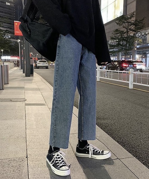 BASQUE magenta(バスクマゼンタ)の「カットオフルーズストレートデニムパンツ(デニムパンツ・メンズ・ブラック/ブルー・XL/M/L)」の9枚目の写真