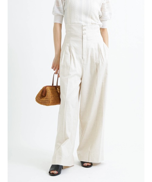 Te chichi CLASSIC（テチチクラシック）の「ハイウエストワイドパンツ（その他パンツ・レディース・ネイビー/キナリ・F）」の8枚目の写真