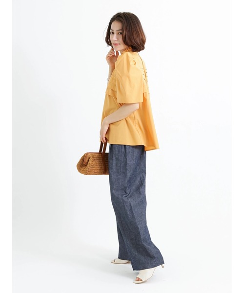 Te chichi CLASSIC（テチチクラシック）の「ハイウエストワイドパンツ（その他パンツ・レディース・ネイビー/キナリ・F）」の14枚目の写真