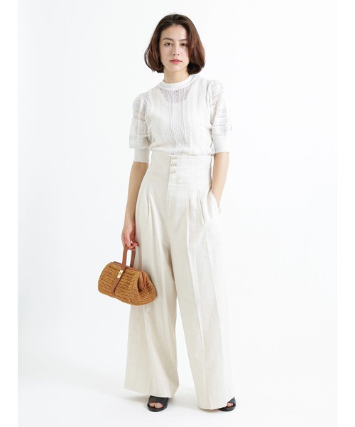 Te chichi CLASSIC（テチチクラシック）の「ハイウエストワイドパンツ（その他パンツ・レディース・ネイビー/キナリ・F）」の20枚目の写真