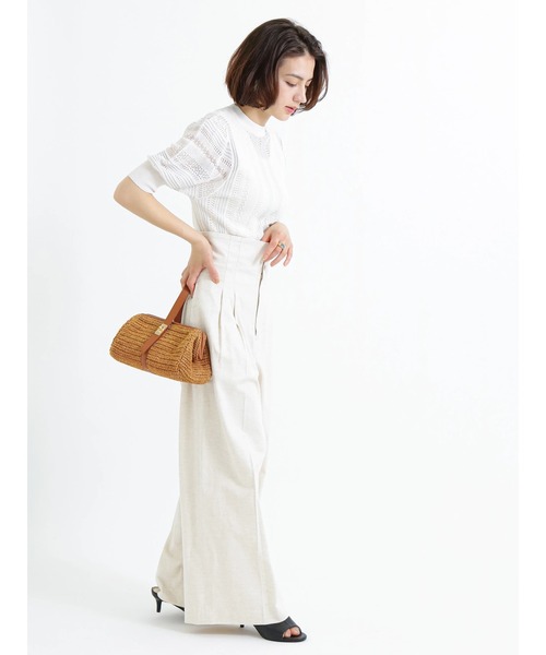 Te chichi CLASSIC（テチチクラシック）の「ハイウエストワイドパンツ（その他パンツ・レディース・ネイビー/キナリ・F）」の10枚目の写真