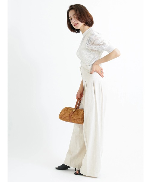 Te chichi CLASSIC（テチチクラシック）の「ハイウエストワイドパンツ（その他パンツ・レディース・ネイビー/キナリ・F）」の15枚目の写真