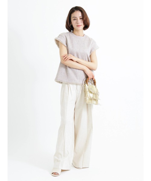 Te chichi CLASSIC（テチチクラシック）の「ハイウエストワイドパンツ（その他パンツ・レディース・ネイビー/キナリ・F）」の21枚目の写真