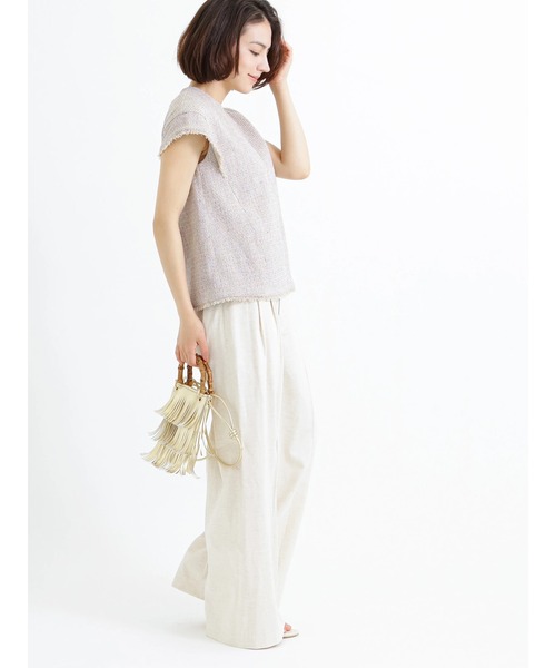 Te chichi CLASSIC（テチチクラシック）の「ハイウエストワイドパンツ（その他パンツ・レディース・ネイビー/キナリ・F）」の6枚目の写真