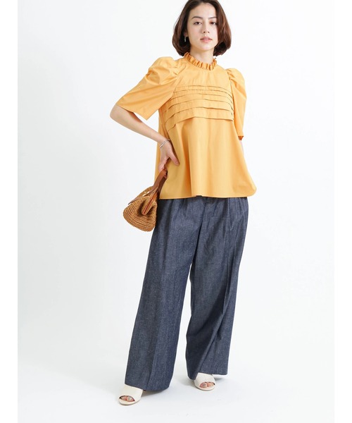 Te chichi CLASSIC（テチチクラシック）の「ハイウエストワイドパンツ（その他パンツ・レディース・ネイビー/キナリ・F）」の7枚目の写真