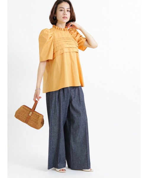 Te chichi CLASSIC（テチチクラシック）の「ハイウエストワイドパンツ（その他パンツ・レディース・ネイビー/キナリ・F）」の12枚目の写真