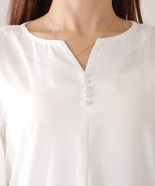 Lace Ladies（レースレディース）の「パールボタンキーネック長袖ブラウス（シャツ/ブラウス・レディース・ネイビー/ブラック/ベージュ/ホワイト・FREE/S）」の19枚目の写真