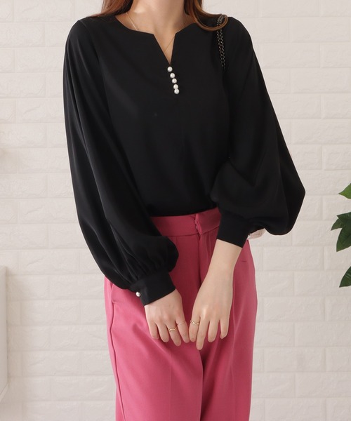 Lace Ladies（レースレディース）の「パールボタンキーネック長袖ブラウス（シャツ/ブラウス・レディース・ネイビー/ブラック/ベージュ/ホワイト・FREE/S）」の17枚目の写真