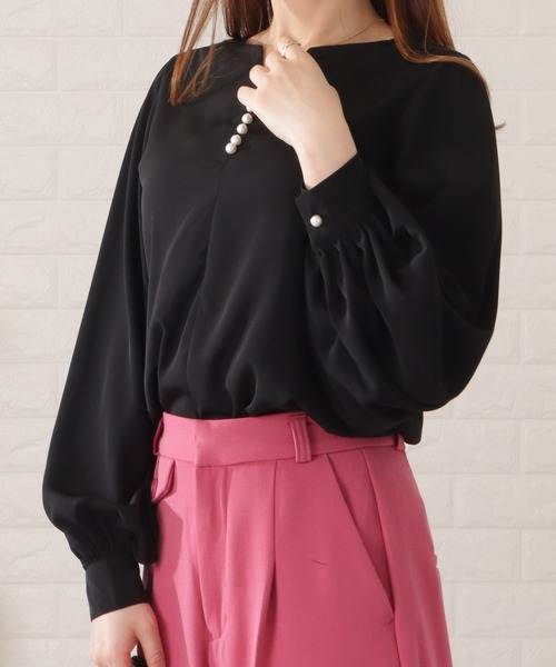 Lace Ladies（レースレディース）の「パールボタンキーネック長袖ブラウス（シャツ/ブラウス・レディース・ネイビー/ブラック/ベージュ/ホワイト・FREE/S）」の11枚目の写真