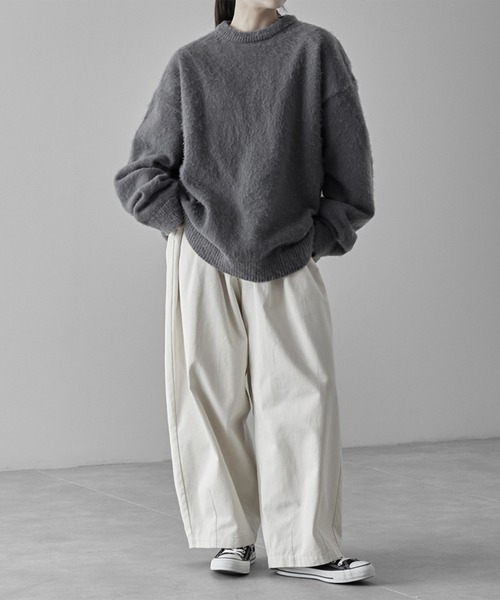 RUUBON(ルーボン)の「【RUUBON】 crew neck shaggy knit / クルーネック シャギーニット(ニット/セーター・メンズ・モスグリーン/ダークグレー/ライトグレー・L/S/M)」の5枚目の写真