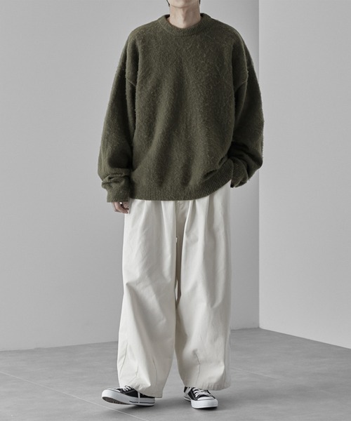 crewre シャギークルーネックルーズニット　サイズ3 ペールカーキ crewre online shop / シャギークルーネックルーズニット
