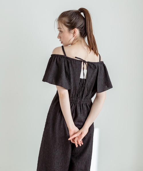 OLIVE des OLIVE(オリーブデオリーブ)の「フリルバックオープンオールインワン 1031090600(つなぎ/オールインワン・レディース・ライム/ブラック・FREE)」の9枚目の写真