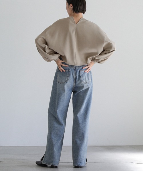 select MOCA（セレクトモカ）の「2wayボリュームショートトップス（シャツ/ブラウス・レディース・ブラック/グレイッシュベージュ/カーキオリーブ・FREE）」の13枚目の写真