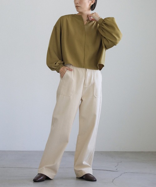 select MOCA（セレクトモカ）の「2wayボリュームショートトップス（シャツ/ブラウス・レディース・ブラック/グレイッシュベージュ/カーキオリーブ・FREE）」の22枚目の写真