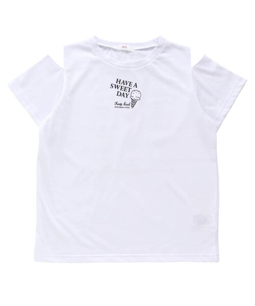algy（アルジー）の「接触冷感アイスメニューTシャツ（Tシャツ/カットソー・キッズ・ピンク/オフホワイト/チャコール/サックスブルー・X-SMALL/XXX-SMALL/SMALL/XX-SMALL/MEDIUM）」の2枚目の写真