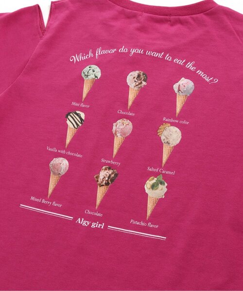 algy（アルジー）の「接触冷感アイスメニューTシャツ（Tシャツ/カットソー・キッズ・ピンク/オフホワイト/チャコール/サックスブルー・X-SMALL/XXX-SMALL/SMALL/XX-SMALL/MEDIUM）」の19枚目の写真