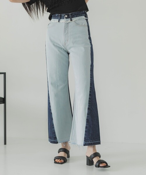 UNITED TOKYO（ユナイテッドトウキョウ）の「バイカラーデニムパンツ（デニムパンツ・レディース・ブラック/インディゴブルー・1/2）」の8枚目の写真