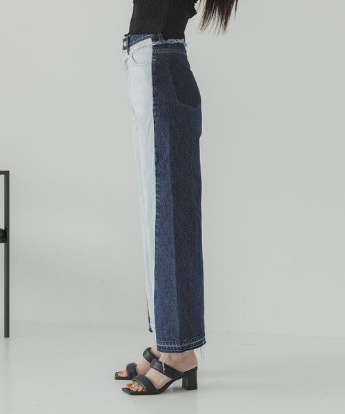 UNITED TOKYO（ユナイテッドトウキョウ）の「バイカラーデニムパンツ（デニムパンツ・レディース・ブラック/インディゴブルー・1/2）」の18枚目の写真