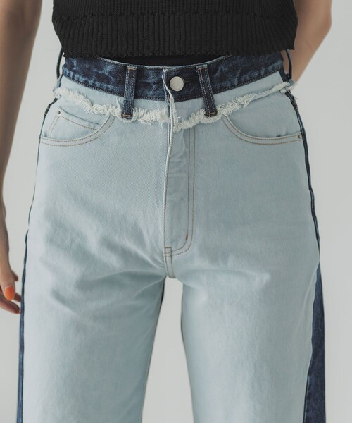 UNITED TOKYO（ユナイテッドトウキョウ）の「バイカラーデニムパンツ（デニムパンツ・レディース・ブラック/インディゴブルー・1/2）」の16枚目の写真