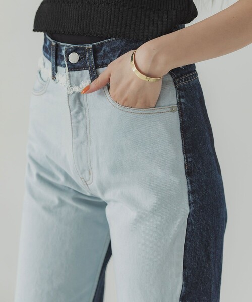 UNITED TOKYO（ユナイテッドトウキョウ）の「バイカラーデニムパンツ（デニムパンツ・レディース・ブラック/インディゴブルー・1/2）」の10枚目の写真