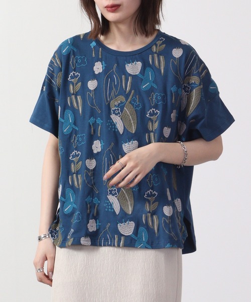 EMAGO 花刺繍ドルマンT 半袖（Tシャツ/カットソー）｜Emago