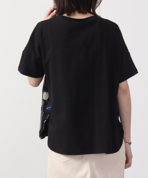 EMAGO 花刺繍ドルマンT 半袖（Tシャツ/カットソー）｜Emago