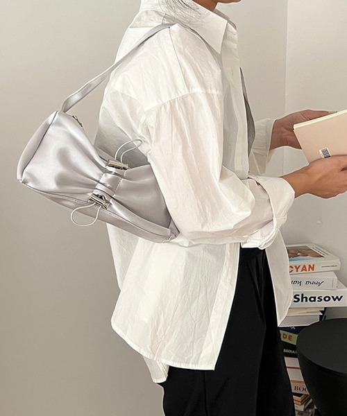 Masmarulez■ ナイロン2wayシャーリングバッグ_ Cream beige Seemi.by NICE CLAUP/【one after another】シャーリング