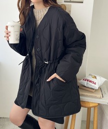 GeeRA | ドロスト付キルティングミドルコート(ノーカラージャケット)