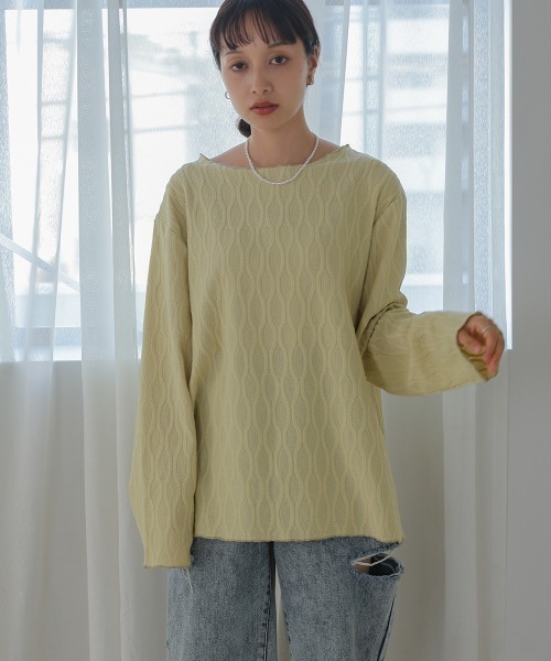 Bab(バブ)の「ハニカムカットソー(Tシャツ/カットソー・レディース・アイボリー/ブルー/グリーン/ブラック・FREE)」の13枚目の写真