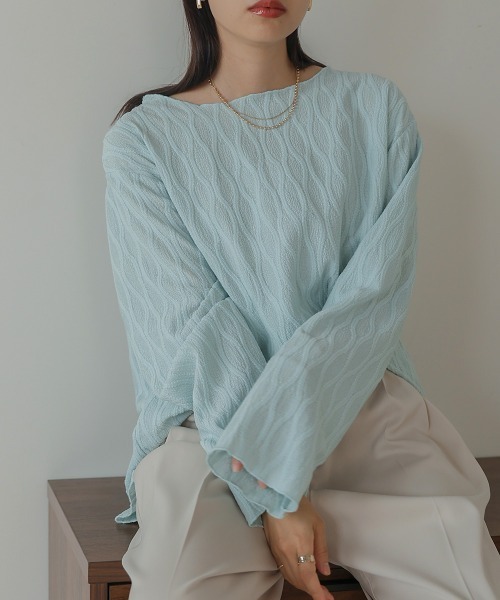 Bab(バブ)の「ハニカムカットソー(Tシャツ/カットソー・レディース・アイボリー/ブルー/グリーン/ブラック・FREE)」の18枚目の写真
