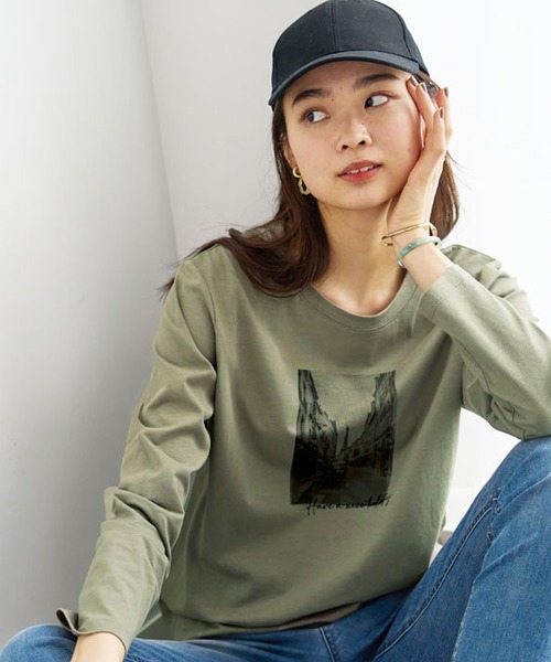 BELLUNA（ベルーナ）の「綿１００％ロゴプリントプルオーバー（Tシャツ/カットソー・レディース・オフホワイト/チャコール/ワイン/カーキ・X-LARGE/LARGE/MEDIUM）」の3枚目の写真