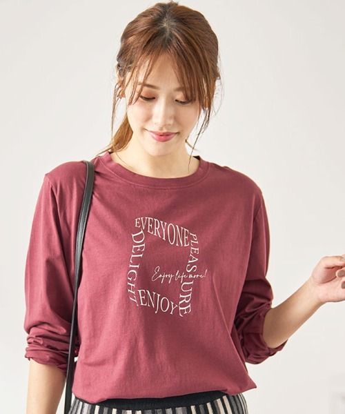 BELLUNA（ベルーナ）の「綿１００％ロゴプリントプルオーバー（Tシャツ/カットソー・レディース・オフホワイト/チャコール/ワイン/カーキ・X-LARGE/LARGE/MEDIUM）」の4枚目の写真