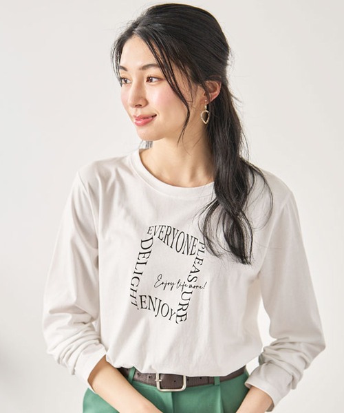 BELLUNA（ベルーナ）の「綿１００％ロゴプリントプルオーバー（Tシャツ/カットソー・レディース・オフホワイト/チャコール/ワイン/カーキ・X-LARGE/LARGE/MEDIUM）」の5枚目の写真