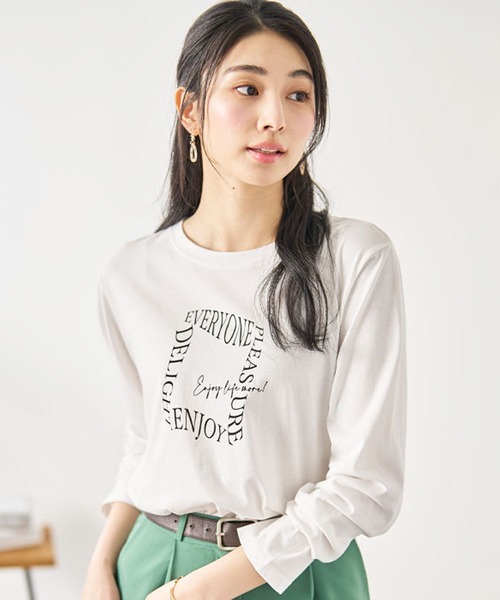 BELLUNA（ベルーナ）の「綿１００％ロゴプリントプルオーバー（Tシャツ/カットソー・レディース・オフホワイト/チャコール/ワイン/カーキ・X-LARGE/LARGE/MEDIUM）」の6枚目の写真