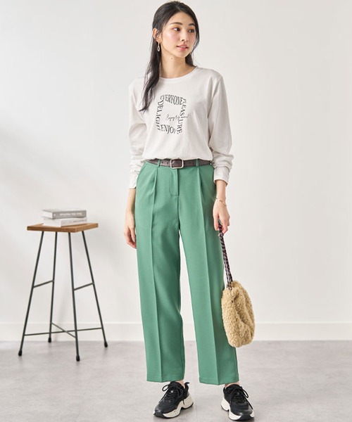 BELLUNA（ベルーナ）の「綿１００％ロゴプリントプルオーバー（Tシャツ/カットソー・レディース・オフホワイト/チャコール/ワイン/カーキ・X-LARGE/LARGE/MEDIUM）」の7枚目の写真