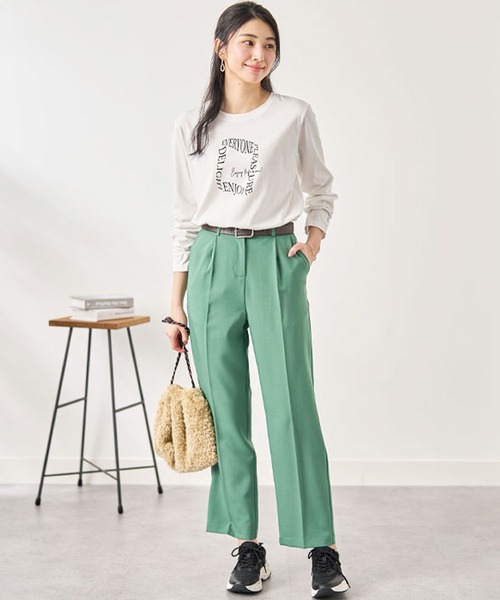 BELLUNA（ベルーナ）の「綿１００％ロゴプリントプルオーバー（Tシャツ/カットソー・レディース・オフホワイト/チャコール/ワイン/カーキ・X-LARGE/LARGE/MEDIUM）」の8枚目の写真