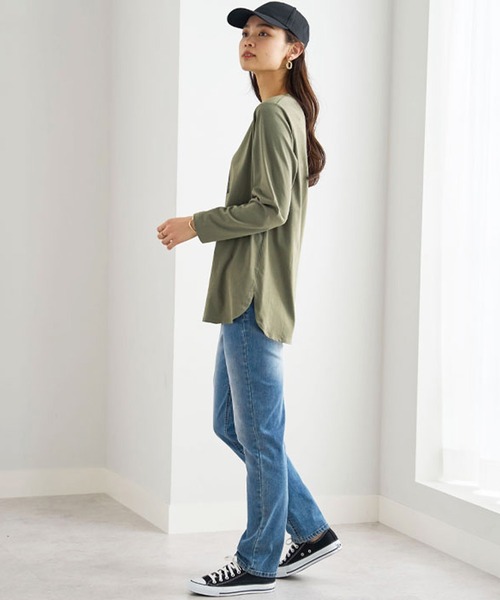 BELLUNA（ベルーナ）の「綿１００％ロゴプリントプルオーバー（Tシャツ/カットソー・レディース・オフホワイト/チャコール/ワイン/カーキ・X-LARGE/LARGE/MEDIUM）」の17枚目の写真